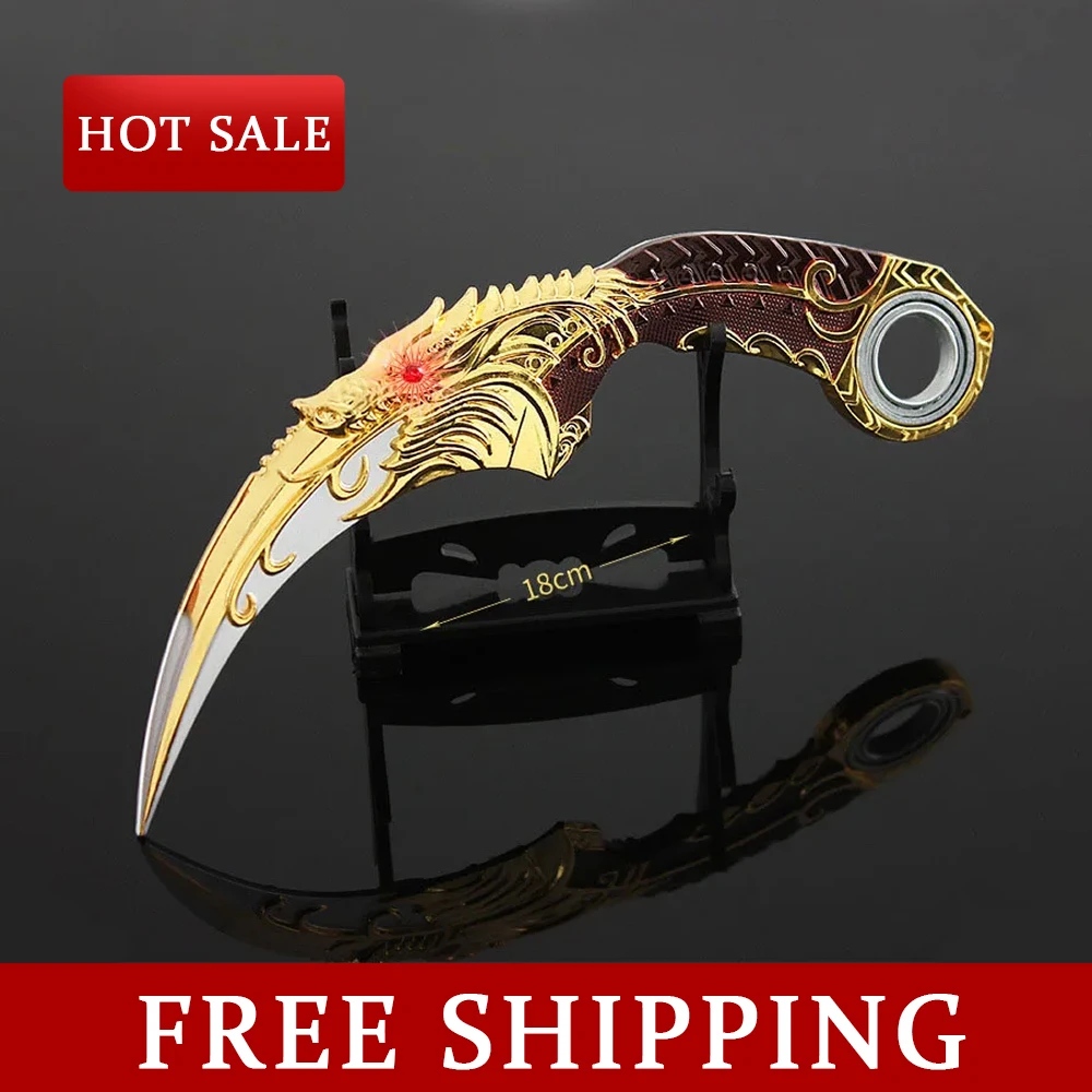 18 ซม.Revolving Five Claw Gold Dragon มีดของเล่น Karambit Knafe Eagle Claw Unedged ของเล่น Katana พร้อม Holster เด็กของขวัญ