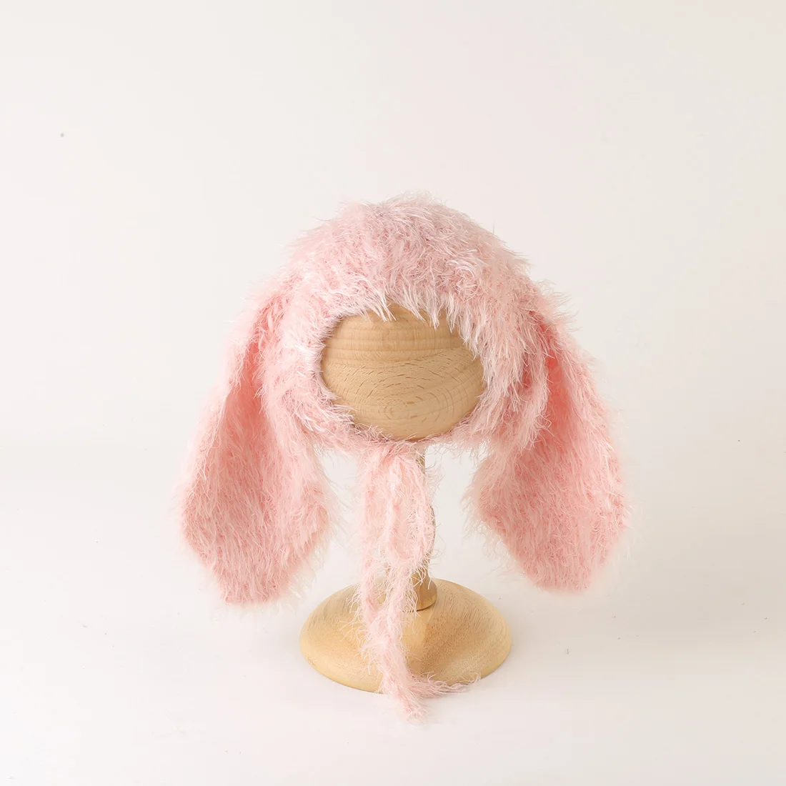 

Vintage Newborn Knitted Stretch Fuzzy Rabbit Bonnet Photography Props Crochet Mohair Weaving Flowers Pattern Photo Shoot