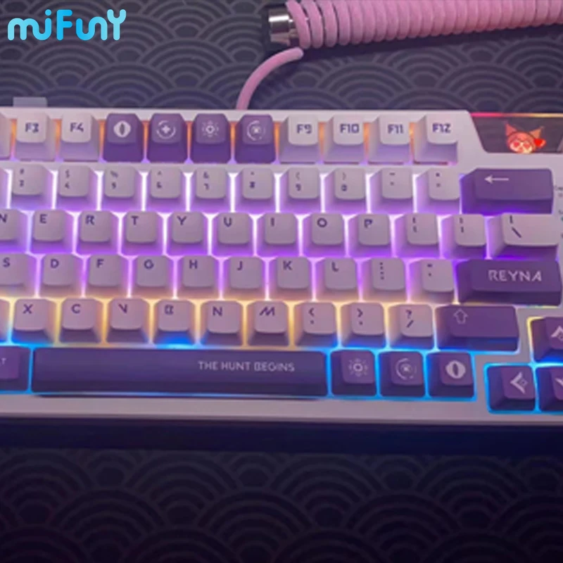 Mifuny Valorant Theme Keycap Reyna Full Set Keycaps Dry Subbed Cherry Profile Keycaps Pbt for Mechanical Keyboard Accessories