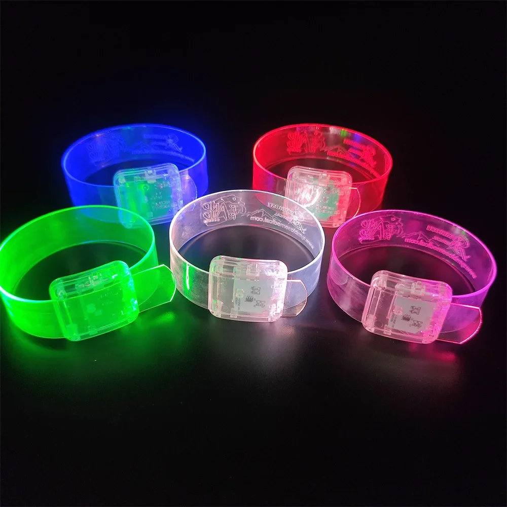 

20/50/100PCS LED Bracelet Button Control Glowing Bracelets 3 Flashing Modes Light Up Bracelet Bangle Bar Party Wedding Concert