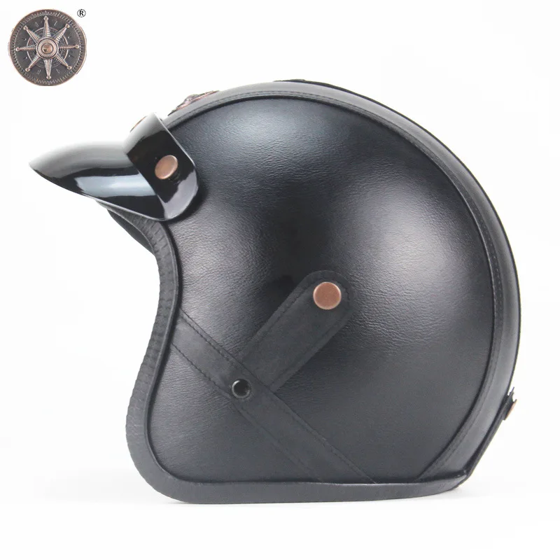 Retro Motorcycle Helmet Casco Moto Classic Helmet Vintage Soldier Motorbike Leather Half Helmet Motorcycle Accessories 2058