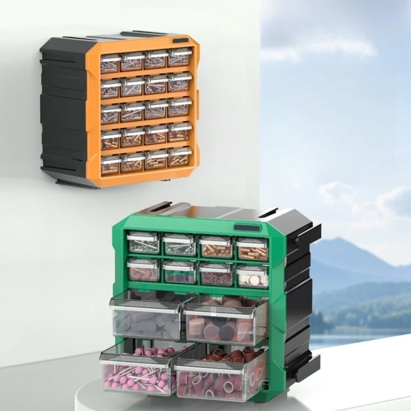 Multi-Drawer Tool Box, Plastic Parts Organizer Cabinet Adjustable Compartments for Hardware, Screws, Electronic Components JT40