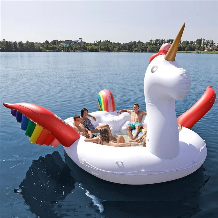 Extra Large Pool Float Island 6 Person Unicorn Floating Island Inflatable Lounge Water Float