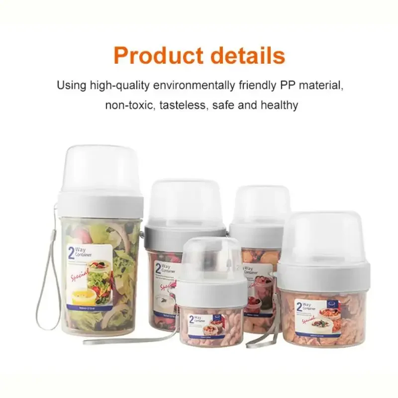 Breakfast Oatmeal Cup Fresh-keeping Cereal Nut Yogurt Salad Container Portable Food Box Double-layered Lunch Box Storage Jars - view 6