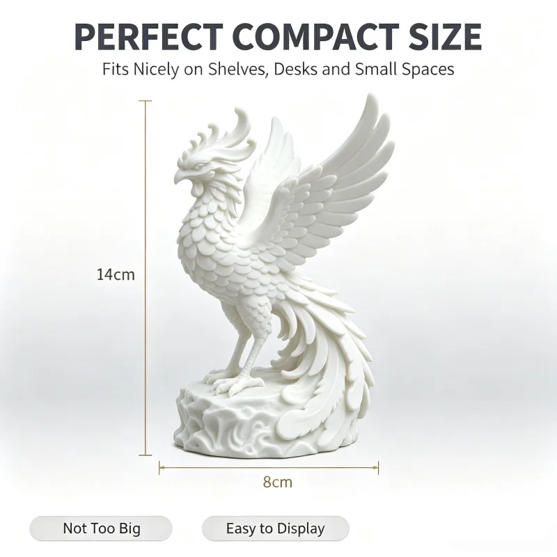 3D Printed Phoenix Statue Mythical Bird Figurine Home Desktop Decoration Collectible Ornament Gift for Mythology Lovers