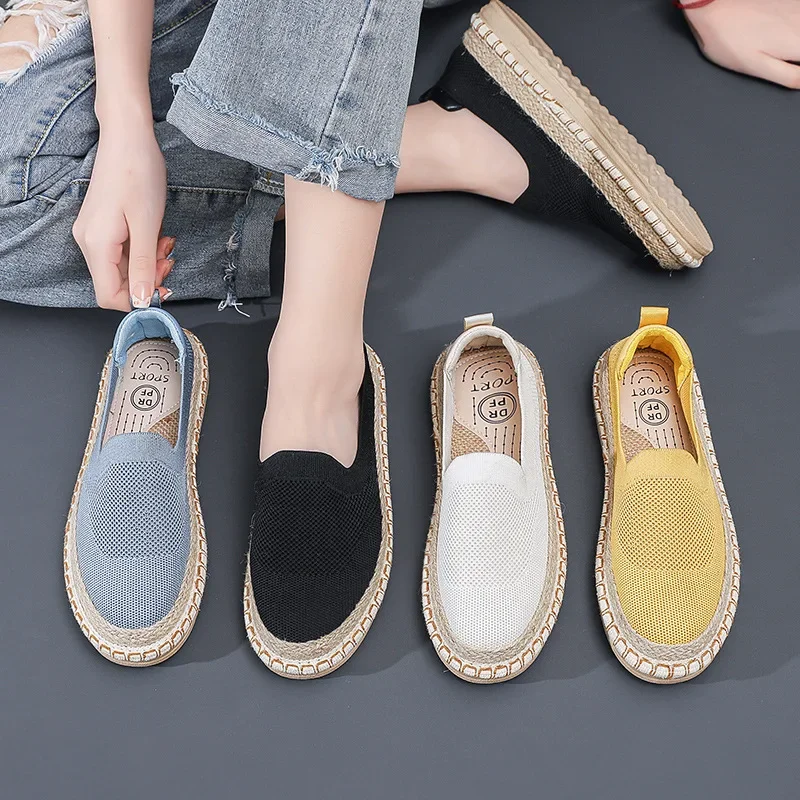 Womens Flat Slip on Canvas Summer Strap Loafers 2023 Ladies Casual Comfort Shoes Female Sneakers for Women