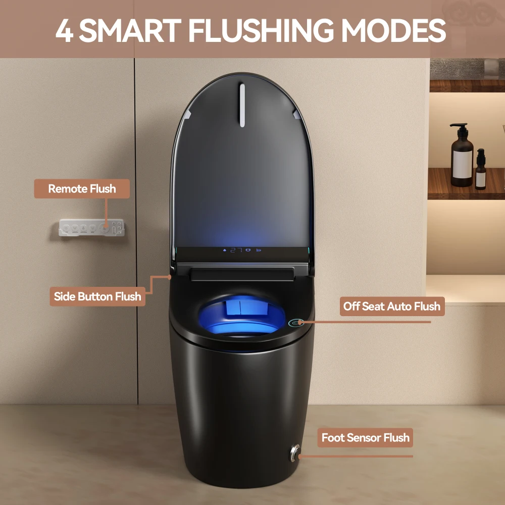 Unique Smart Toile, One Piece Toilet with Bidet Built In,Intelligent Toilet Auto Open/Close Seat. Bidet toilet with Dryer and Warm Water.Gray
