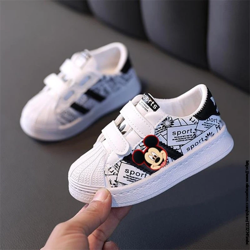 Toddler Baby Sneakers Mickey Minnie Child Boys Girls Casual Shoes Autumn Spring 1~6 Years Old Kids First Walker Soft White Shoes