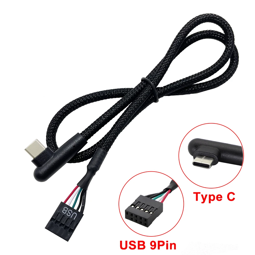 60CM High Quality USB 9Pin to Type C Adapter Cable Shielded For Reliable Transmission Mesh Line For Computer Motherboard