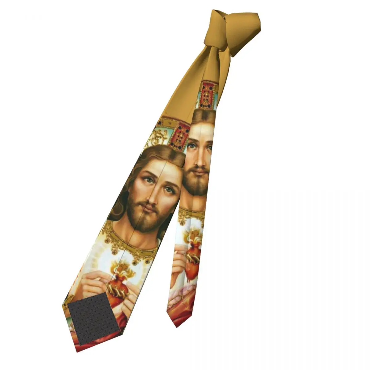 Christian God Bless Unisex Neckties Skinny Polyester 8 cm Jesus Christ Sacred Heart Neck Tie for Men Cravat Wedding Accessories