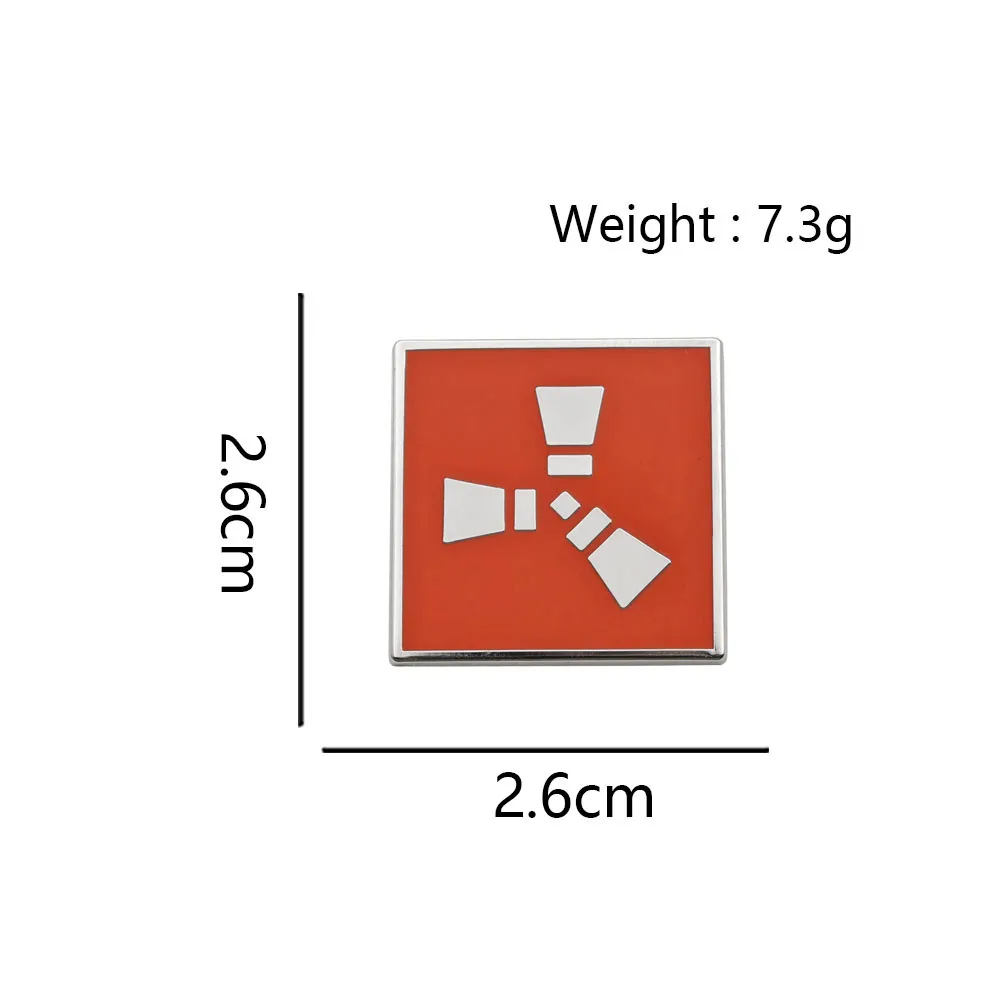 Survival Game Brooch Rust Game Logo Enamel Pin Orange Square Radiation Symbol Metal Badge Gamer Collection Jewelry Lapel Pin Gif view 6