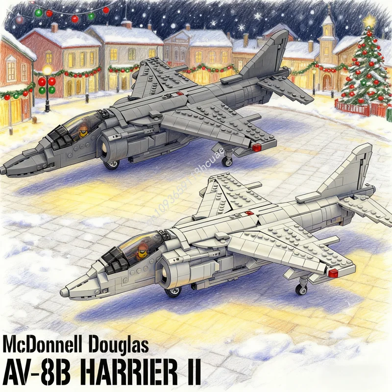 

1166pcs MOC McDonnell Douglas AV HARRIER II 1 Scale Model Building Blocks Architecture Toys Education Festival Gifts Idea