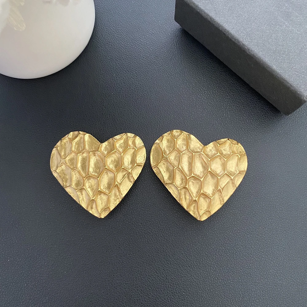 To Reines 2024 Europe Fashion Designer Gold Big Heart Ear Clip Earrings Women Hight Quality Luxury Jewelry