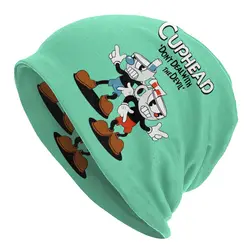 Niestandardowe czapki zimowe unisex Ciepłe czapki z dzianiny Cool Cuphead And Mugman Beanie Cap Outdoor Cartoon Game Czapki Czapki dla mężczyzn Kobiety