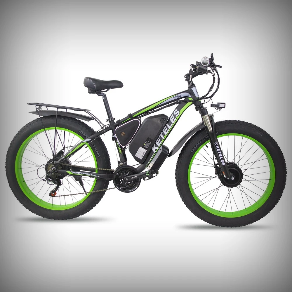 KETELES K800 1000W 17.5AH Electric Bicycle Two Wheel Drive E-Bike Fat Tire Dual Motor Electric Bike For Men 26 Inch