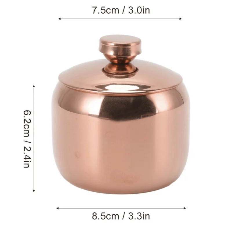 Stainless Steel Gold Seasoning Condiment Pot Spice Salt Sugar Pepper Container Jar Storage Organizer With Lid