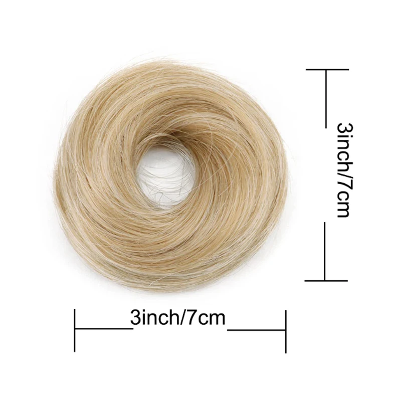 Synthetic  Bun Hair Piece Straight Chignon Extension Mini Rubber Band Hair Bun Scrunchies Donut Wig Accessory Updo Bun Hair image 3