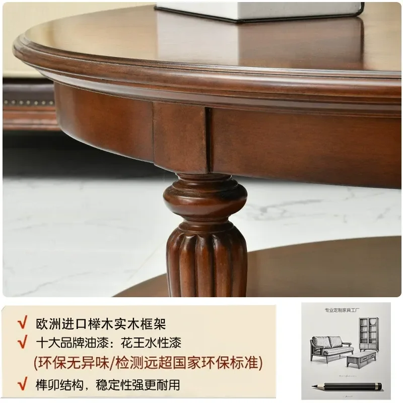 American Retro Solid Wood Porch Cabinet Villa Living Room Wall Mounted Curved Aisle Storage Locker Marble Dining Sideboard