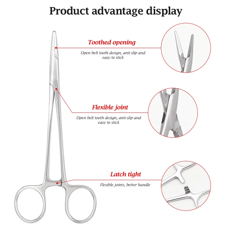 16Cm/18Cm Veterinary Surgical Needle Holder Forceps, Hemostatic Clamp Tool Handle Needle Clamp Suture Livestock Animal Tool