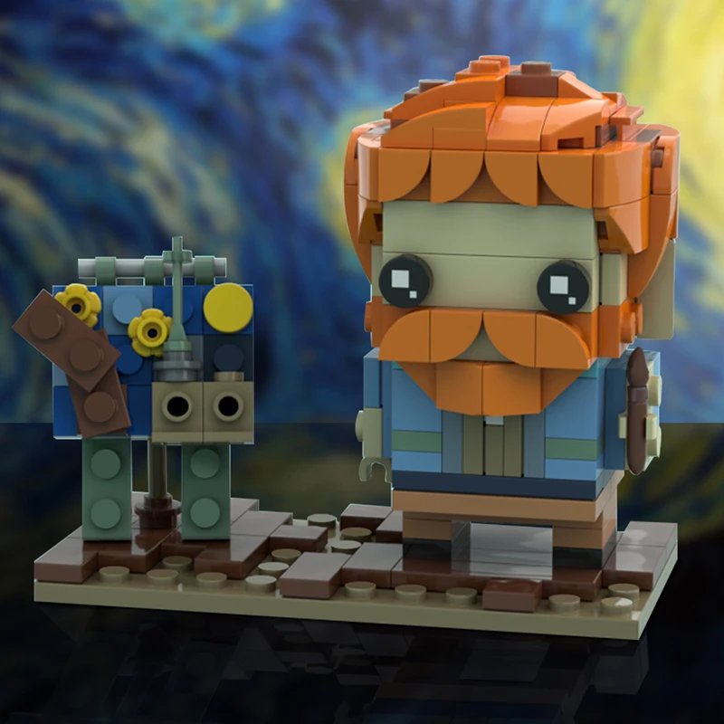 

Gobricks MOC Vincent van Gogh Brickheadzs Building Blocks Famous Painter Model Action Figures Construct Bricks Toy Children Gift