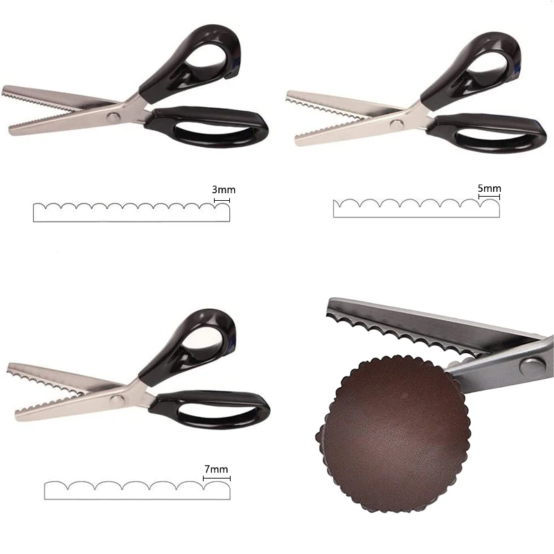 Forbici cucito cucito su misura tessuto da ricamo forma a Zigzag taglio artigianale sartoria artigianato in pelle strumento fai da te