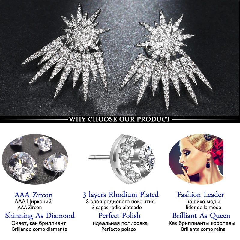 LXOEN Punk Cubic Zirconia Stud Earrings for Women Charm Geometry Silver Color Earring Pulseras Earing Studs Gifts Jewelry Bijoux
