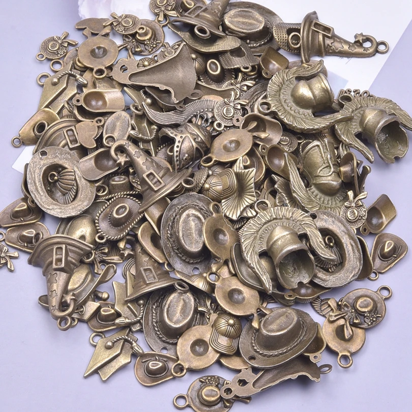 10/20/30pcs/Lot Ancient Bronze Witch Sport Hat Charms For Jewelry Making Supplies Metal Pendant DIY Keychain Accessories Finding