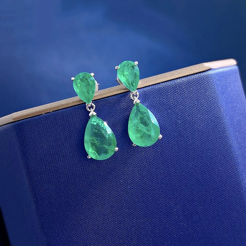 European and American New 925 Silver 7 * 10 Droplet Earstuds High Carbon Diamond Fashion Versatile Earrings