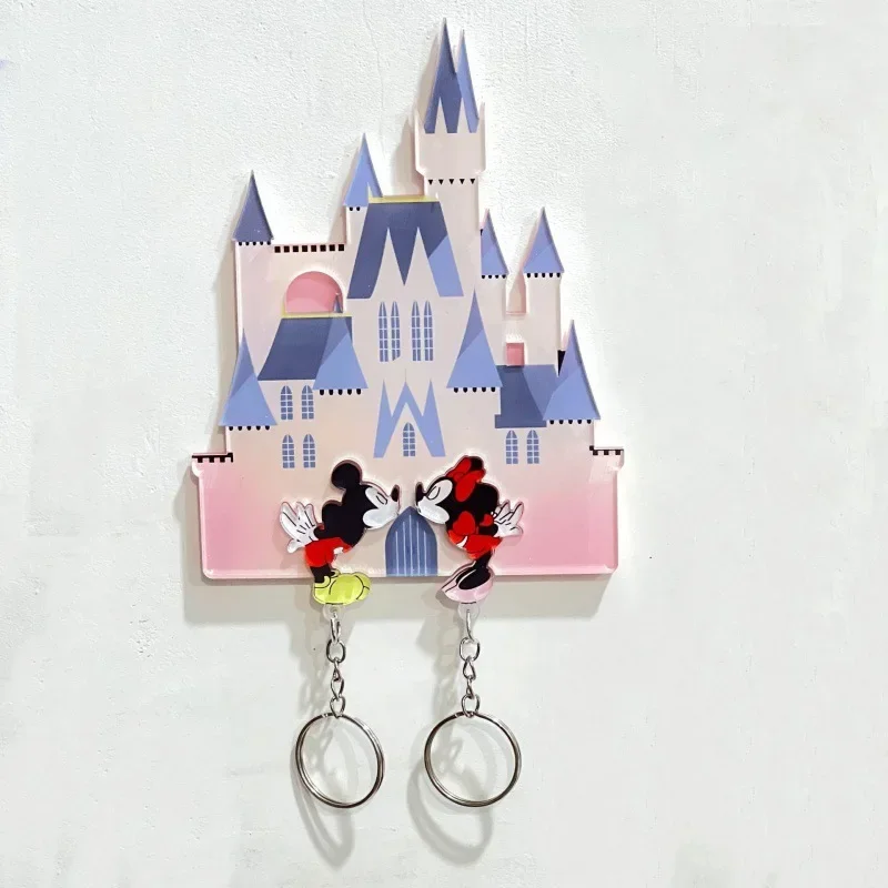 Disney-llavero de Mickey para parejas, colgante de pared para evitar pérdidas, decoración del hogar, pegatina para refrigerador, regalo para niña