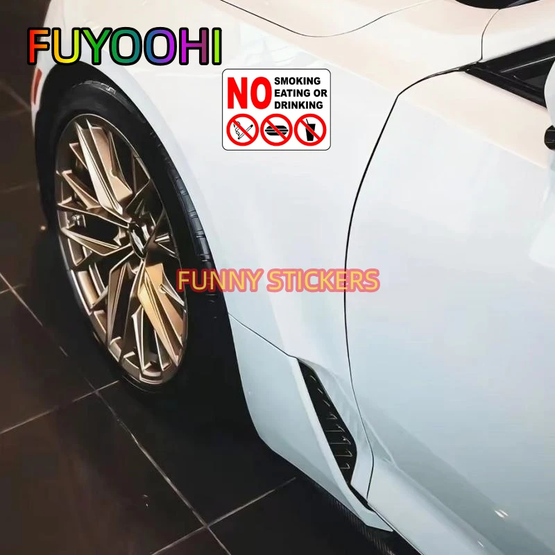 FUYOOHI Prohibition Signs for Smoking Eating and Drinking Car Stickers Creative Decal Occlusion Scratch Car Lable