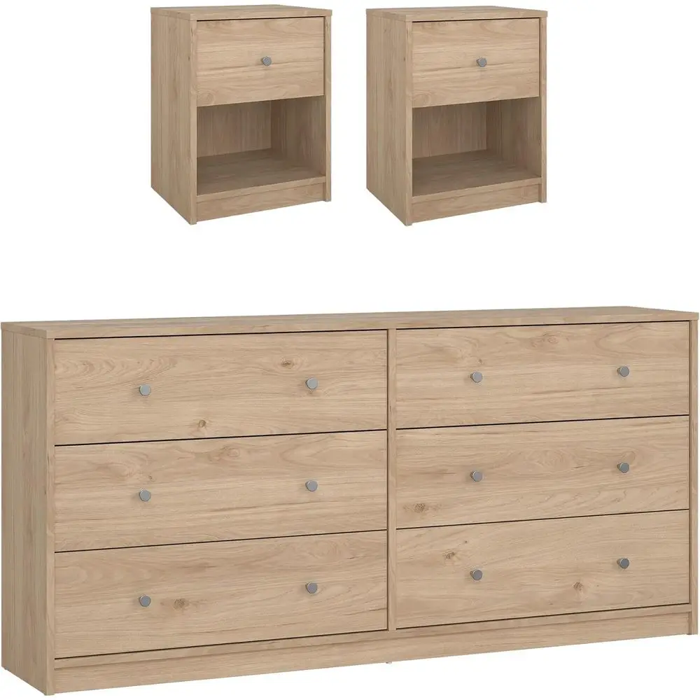 

Hickory 3-Piece Bedroom Set - 6 Drawer Double Dresser and Nightstand