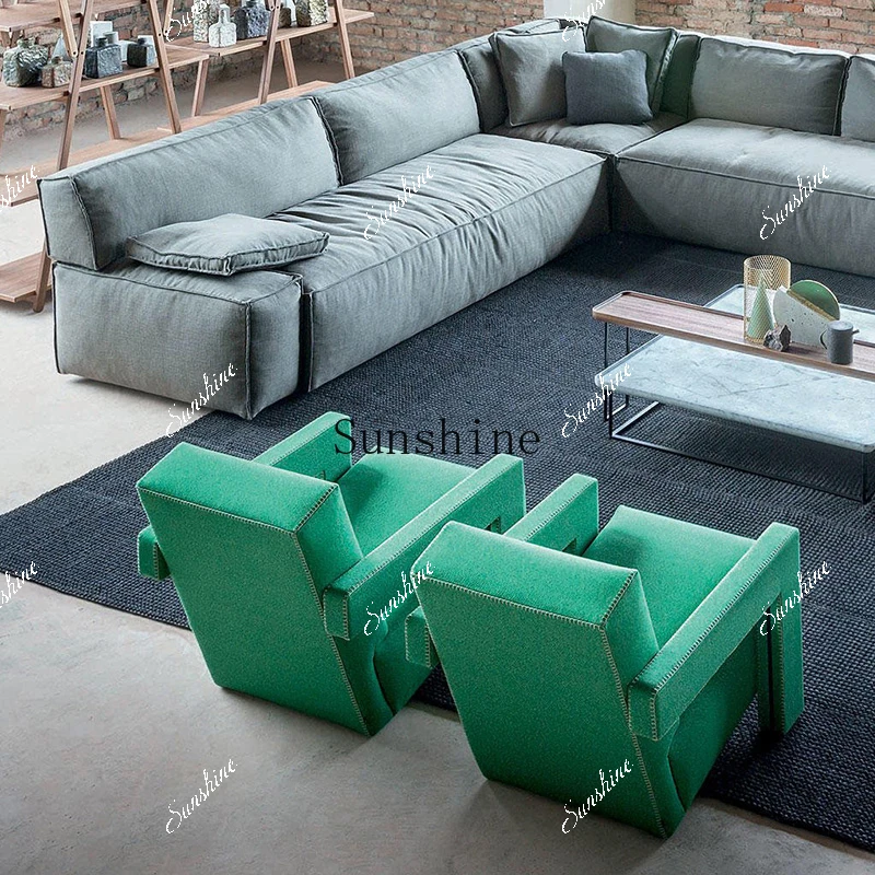 

Nordic simple light luxury single sofa creative shape reading leisure chair FT