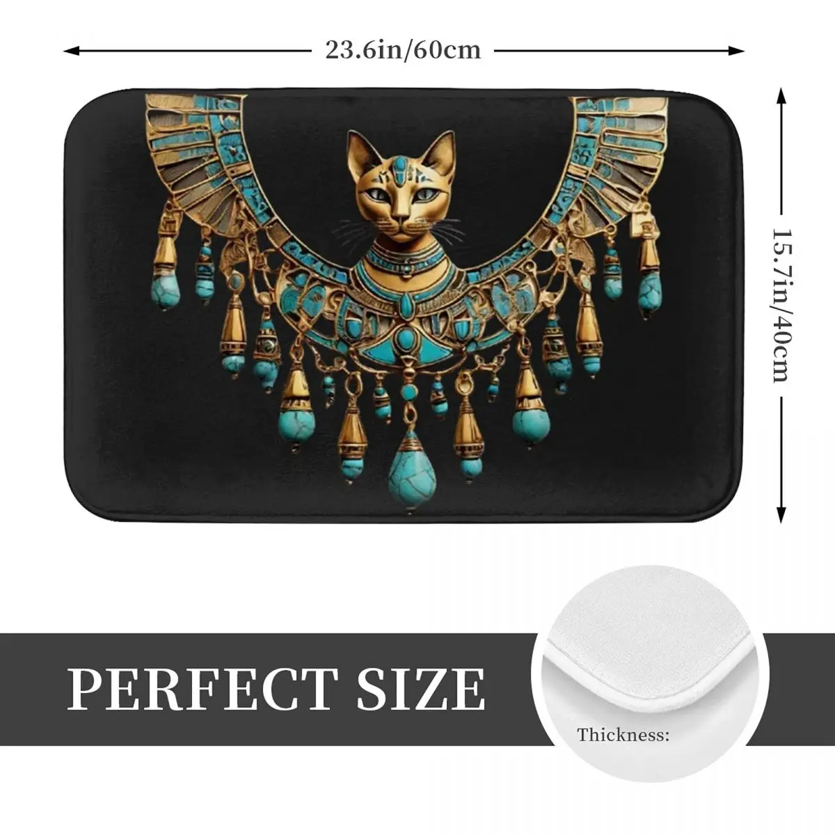 Sacred Egyptian Cat Amulet Necklace Art Anti-slip Doormat Floor Mat Dust-proo Carpet Rug for Kitchen Entrance Home Bedroom Mats