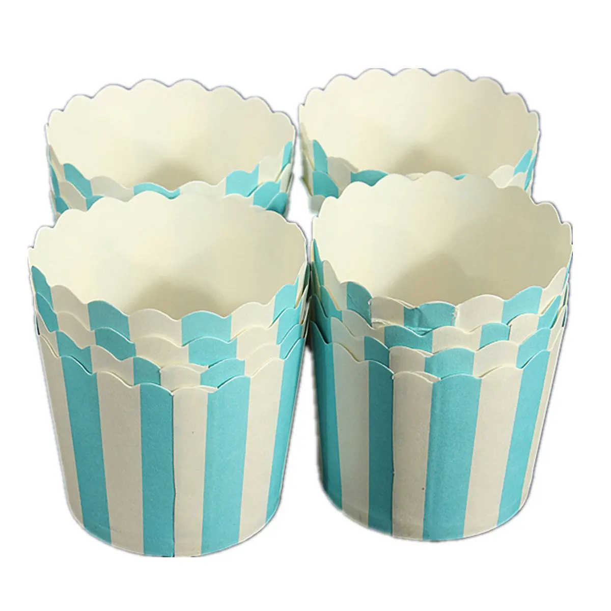 50 X Cupcake Wrapper Paper Cake Case Baking Cups Liner Muffin Dessert Baking Cup,Blue Striped HOT