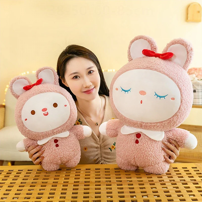 Kawaii Cherry Blossom Rabbit Plush Toy Cute Stuffed Bunny Doll Soft Pillow Gift for Boys and Girls Birthday Best Present