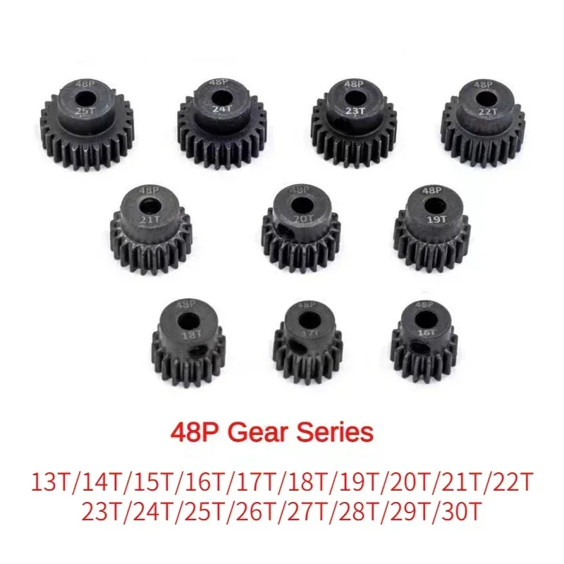 48P 3.175mm High Strength Steel Pinion Gear 14T-30T Optional, High Precision Motor Gear for RC Car Motor Upgrade (1pc)