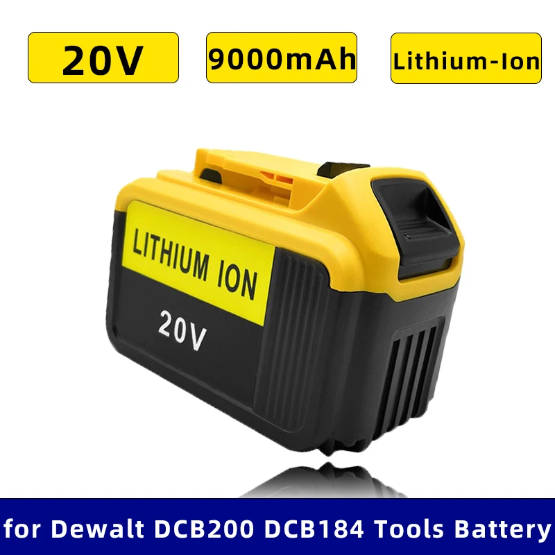 

20V 9000mAh Replacement Battery for Dewalt DCB200 DCB184 DCB182 DCB180 DCB181 DCB182 DCB201 DCB206 Lithium Power Tools Battery