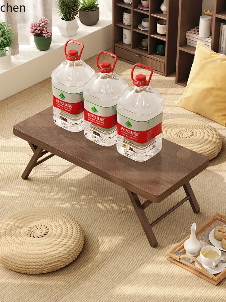 

W5.19 Solid Wood Bay Window Small Kang Table Folding Table Tea Bedside Low Table Balcony Coffee