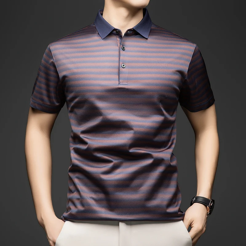 

Summer New Style Men's Striped Fashionable Breathable Skin-Friendly Comfortable Polo Shirt/Fcy-Ctszl802