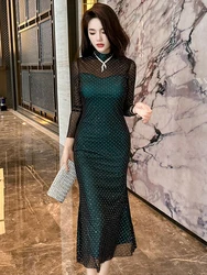 Fashion Stretchy Clothes Sparkly Evening Long Dress Ladies Women Elegant Luxury Chic Skinny Midi Party Prom Robe Mujer Vestidos