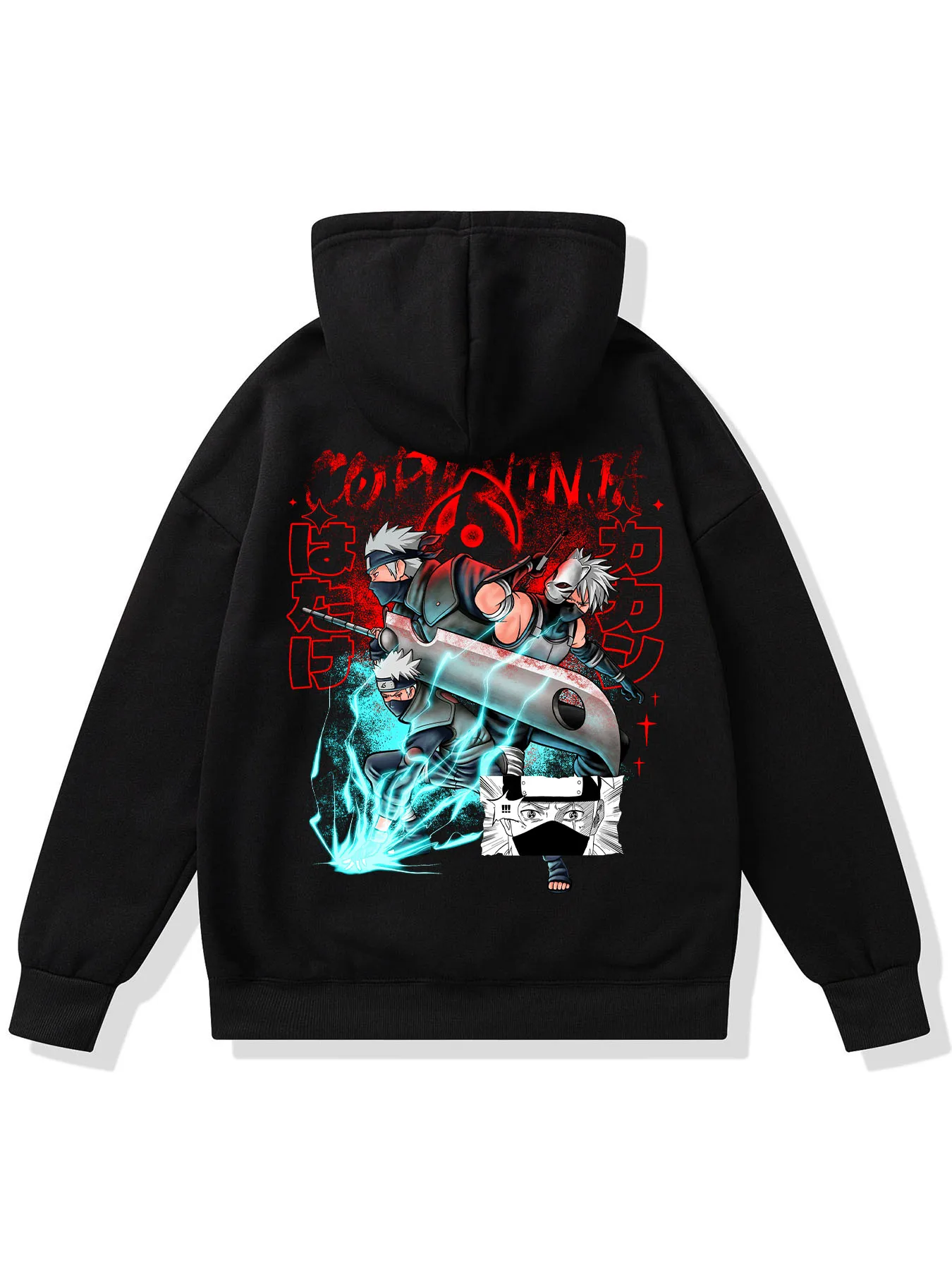 Japanese Anime Logo Funny Printing Hoodies Mens Pocket Autumn Clothes Loose Casual Streetwear Fleece Warm Men Hoodies