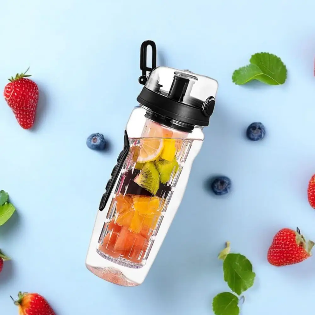Beach Water Bottle with Silicone Seal 960ml Fruit Infuser Water Bottle with Strainer Spout Bpa-free Leak-proof for Cycling