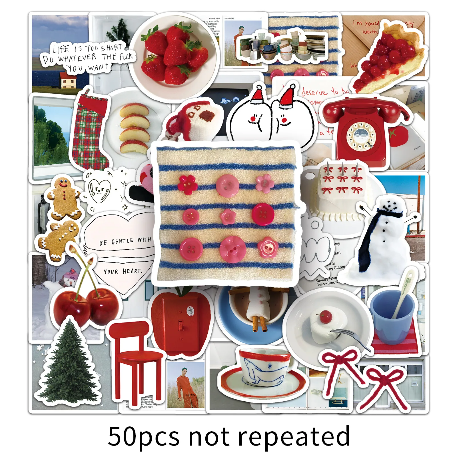 

50 Creamy Korean INS-style Stickers, High-end Fresh Waterproof Notebook Decorations, Guka Material, Stationery DIY