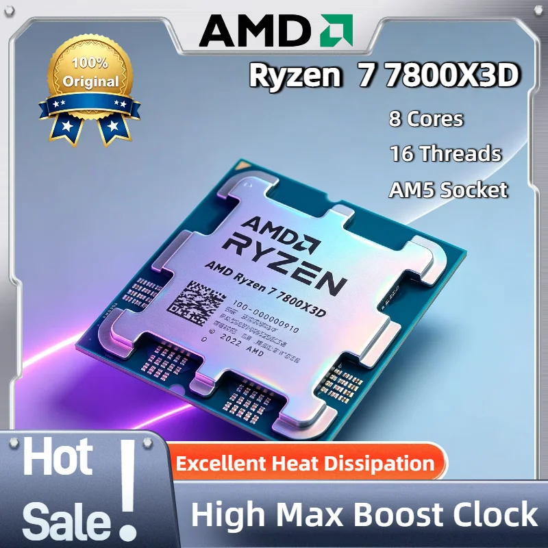 AMD 라이젠 7 7800X3D 8코어 16스레드 5.0GHz 부스트 5nm B650 AM5 96MB L3 캐시 120W DDR5 데스크탑 프로세서 트레이 노 팬 프로