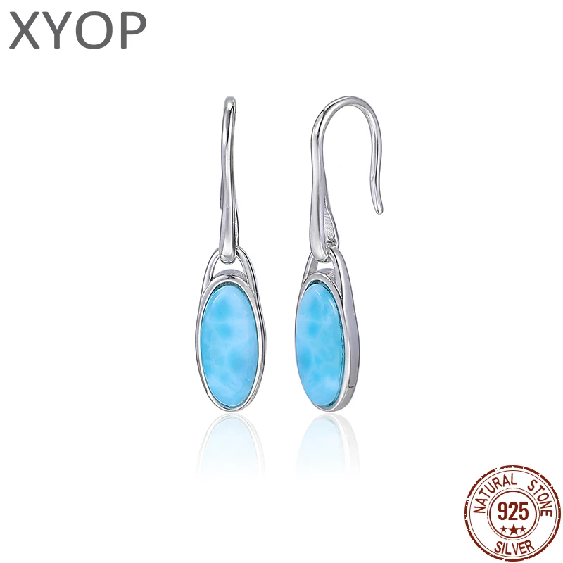 

Серьги XYOP 2026 из натурального ларимара, простые и элегантные, из серебра 925 пробы, оригинальные украшения для вечеринки, подарка на день рождения
