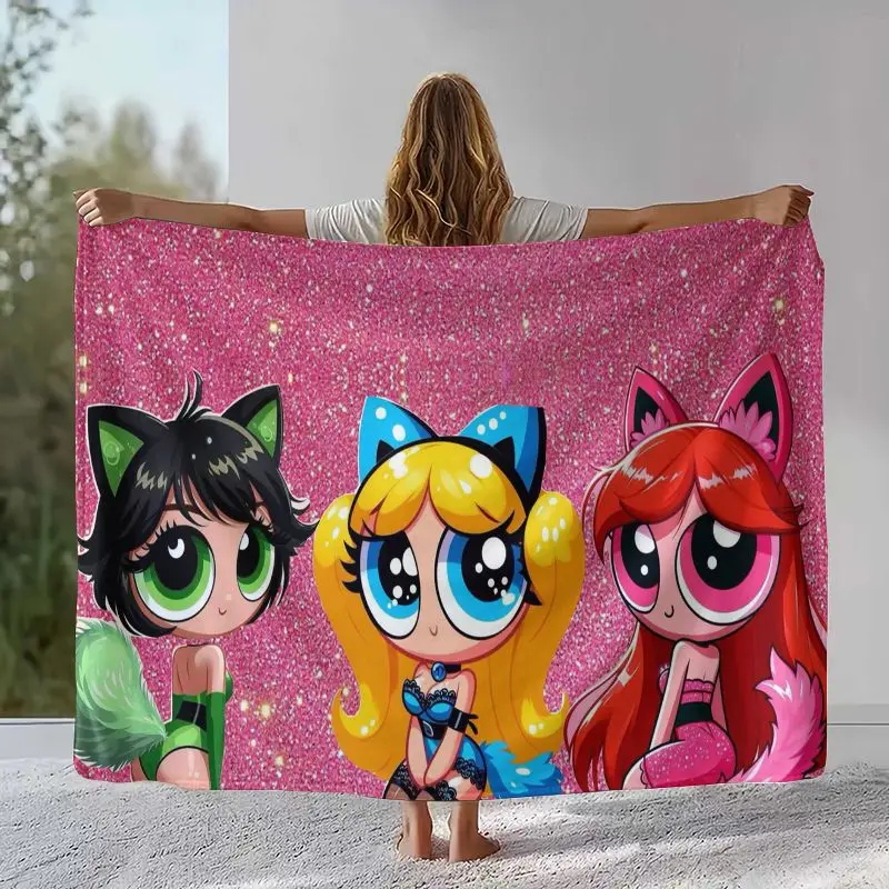 The Powerpuff Girls Blossom Cartoon Flannel Throw Blanket,Cozy Warm Blanket for Bed,Sofa,Living Room,Picnic,Camping,Home Decor