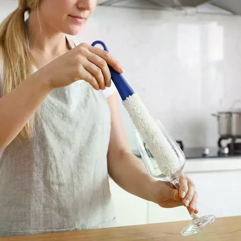 Plastic Flexible Wand Foam Sponge Hand Wine Bottle Glass Decanter Cups Washing Clean Brush Scrubber Cleaner