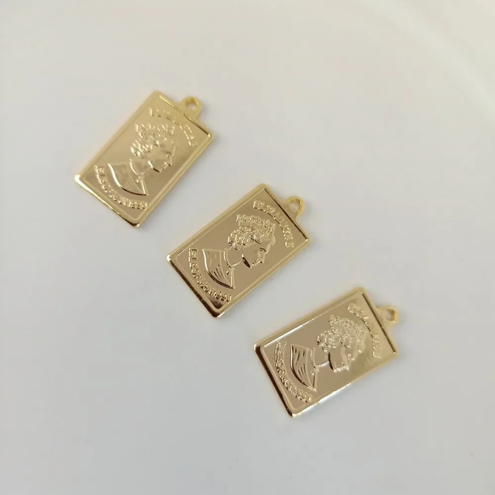 

14-каратное позолоченное квадратное кулон в виде монеты с человеческой фигурой, браслет, ожерелье, ювелирный аксессуар ручной работы, кулон