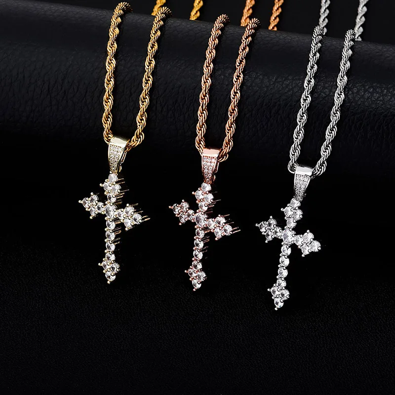 

Iced Out Cross Pendant Necklaces for Women Men Religious Cross Charms Fashion Jewelry for Gift