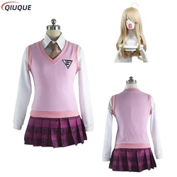 Danganronpa V3 Akamatsu Kaede Cosplay Costume Wig  Anime Uniform Skirt Set Vest + Shirt + Skirt + Socks + Tie